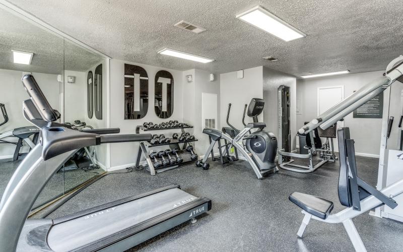a gym with exercise equipment