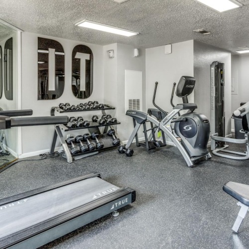 a gym with exercise equipment